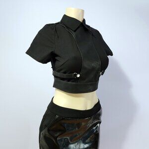 Sold out Deadstock Disturbia Alice Harness Faux Leather Crop Top US DollsKill